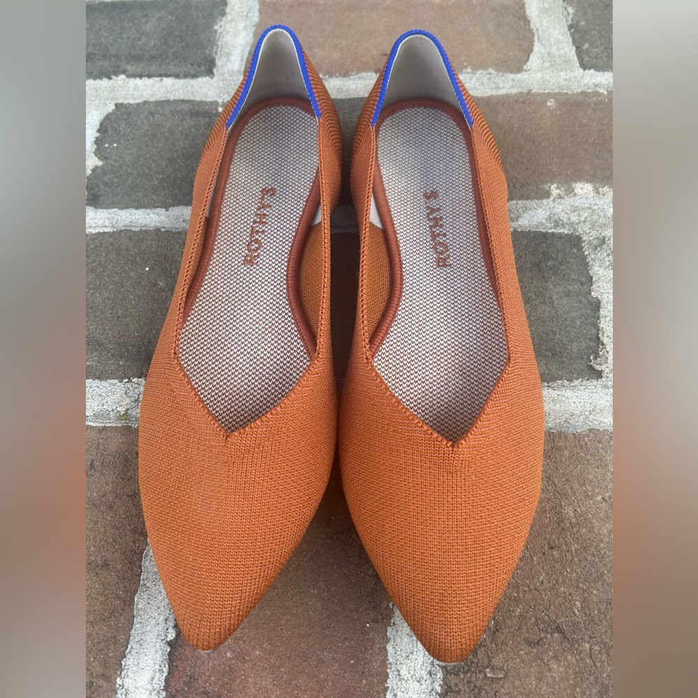 Rothy’s The Point Muted Orange Brandy Knit Ballet Flats 10